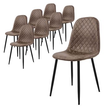 Juego De 8 Sillas De Comedor Con Patas De Metal, Marrón Ml-design