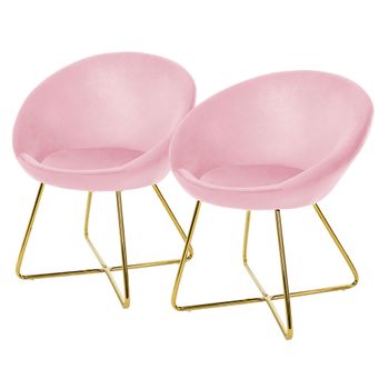 2x Sillas De Comedor Tapizado Aspecto Terciopelo Rosa Ml-design