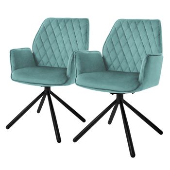 2x Silla De Comedor Tapizado Aspecto Terciopelo Verde Salvia Ml-design