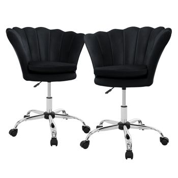 2x Silla Oficina Tapizado Aspecto Terciopelo 360° Negro Ml-design