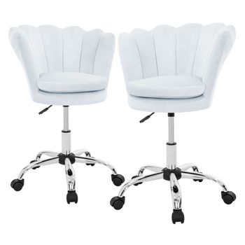 2x Silla Oficina Tapizado Aspecto Terciopelo 360° Azul Claro Ml-design