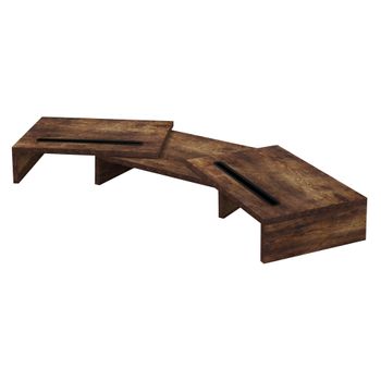 Soporte Elevador De Madera Para Monitor Doble Marrón Oscuro Ml-design