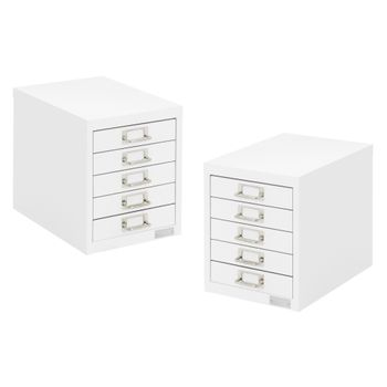 2x Archivadores De Oficina 5 Cajones 28x38x33cm Acero Blanco Ml-design