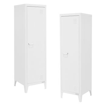 2x Archivadores Alto De Oficina 38x38x137,5cm Acero Blanco Ml-design