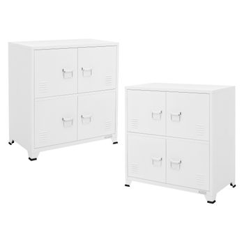 2x Archivadores De Oficina 75x40x80,5 Cm Acero Blanco Ml-design