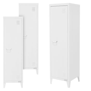 3x Archivadores Alto De Oficina 38x38x137,5cm Acero Blanco Ml-design