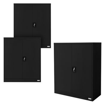 Set 3x Archivadores De Oficina 90x40x109 Cm De Acero Negro Ml-design