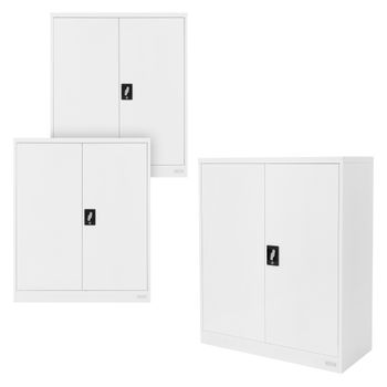 3x Archivadores De Oficina 90x40x109cm Acero Blanco Ml-design