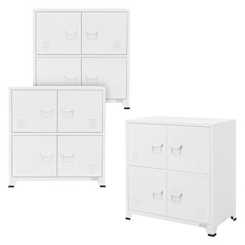 3x Archivadores De Oficina 75x40x80,5 Cm Acero Blanco Ml-design