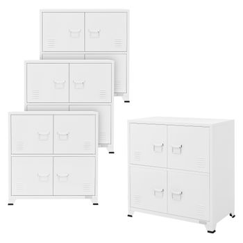 4x Archivadores De Oficina 75x40x80,5 Cm Acero Blanco Ml-design