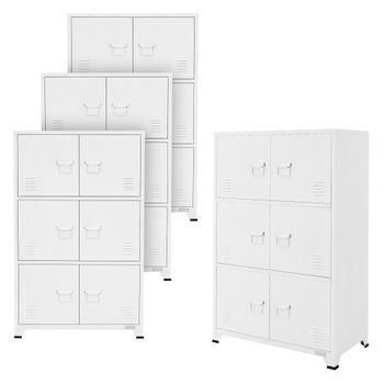 4x Archivadores De Oficina 75x40x120,5cm Acero Blanco Ml-design