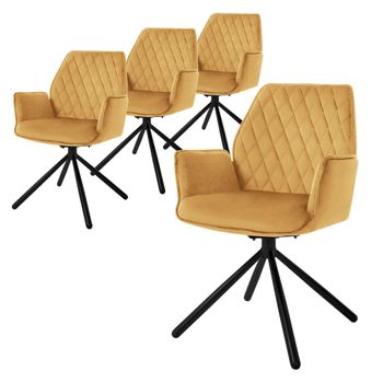 4 Sillas Giratoria Ergonómica De Comedor Amarillo Mostaza Ml-design