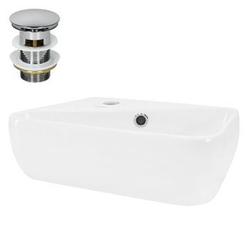 Lavabo Cerámica Angular Con Desagüe 45x27x13 Cm Blanco Ml-design