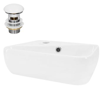 Lavabo Cerámica Con Desagüe 45x27x13 Cm Blanco Ml-design