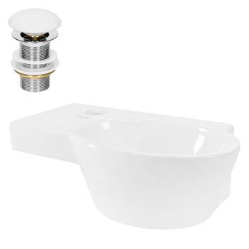 Lavabo Cerámica Ovalado Con Desagüe 37,5x19x14 Cm Blanco Ml-design