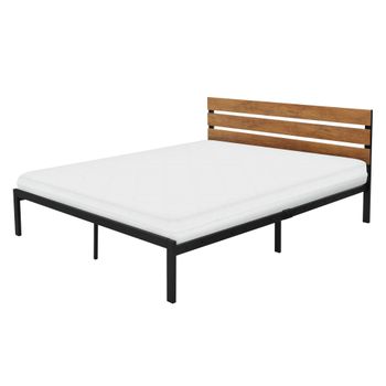 Cama De Estructura Metalica 160x200cm Negra Con Colchón Ml-design