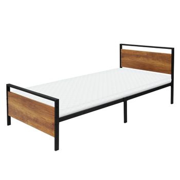 Cama De Estructura Metalica 90 X 200 Cm Negra Ml-design