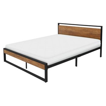 Cama De Estructura Metalica 160x200cm Negra Con Colchón Ml-design