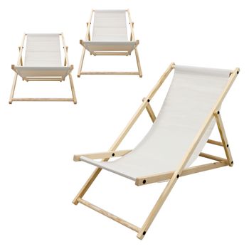 2x Silla De Playa Madera De Pino 3 Posiciones Ecd Germany