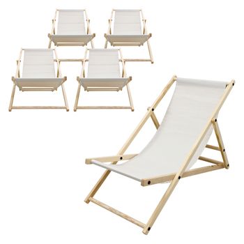 2x Silla De Playa Madera De Pino 3 Posiciones Ecd Germany