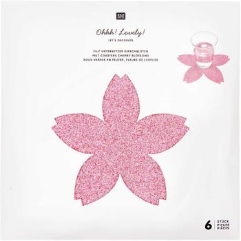 6 Posavasos Grandes Flores De Cerezo, Rosa