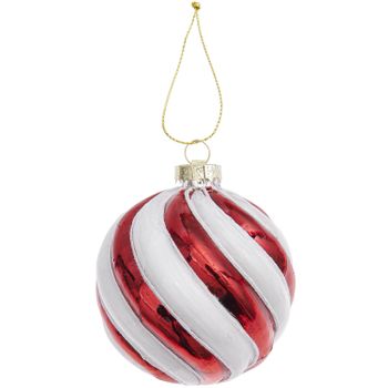 Bola De Navidad De Cristal Rojo Y Blanco Ø 8 Cm