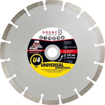 Disco De Diamante Superior U4 Universal Obra (antes Lt46) Ø 230 Mm Dronco U4-230