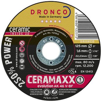 Dronco Ak46v-115x1,6 - Disco De Corte Ultra Rápido Ceramaxx De 115 X 1,6 Mm