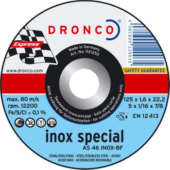 Dronco As46tinox-230 - Disco De Corte Metal As 46 T Inox Special Express, 230 X 1,9 Mm