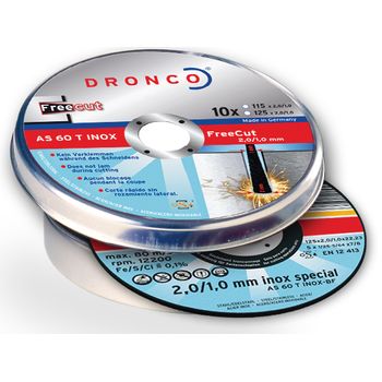 Dronco As60tinoxfc-115pack - Lata De 10 Discos De Corte Metal 115 X 2/1 Mm As 60 T Inox Freecut Special