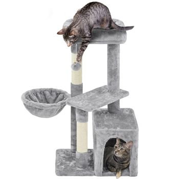 Árbol Rascador Para Gatos Con Poste Cesta Torre Para Gatos Gris Claro