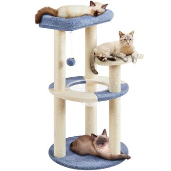 Árbol Rascador Para Gatos Torre Escalador De Sisal Azul Y Beige