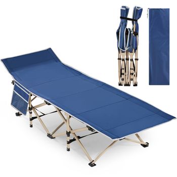 Cama Plegable De Camping Para Oficina Camping Interior Y Exterior Azul