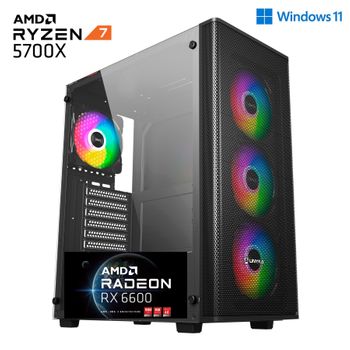 Cpu Pc Gaming Amd Ryzen 7 5700x 8 X 4,60 Ghz / Rx 6600 8 Gb / 16 Gb / 1 Tb M.2 Ssd / Wifi 5g / Windows 11 Pro / 550w 80+ Bronze / Garantía 3 Años