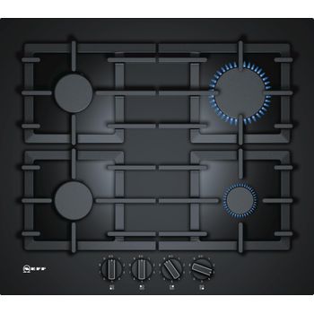 MPM KN-03/1KB Cocina Gas Portátil Camping, 3 Quemadores, Rejilla Esmaltada,  Tapa Protectora, Normativa G30-37 mbar Negro