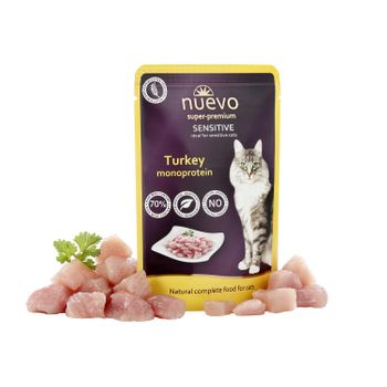 Nuevo Sobre Gato Sensitive Pavo, 85 G