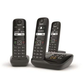 Gigaset Teléfono Inalámbrico Trio Dect Negro Con Contestador Automático - As690atrionoir