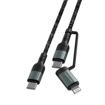 Cable 2en1 Lightning + Usb-c Transferencia Carga 1,5m 4smarts Combocord Cl Negro