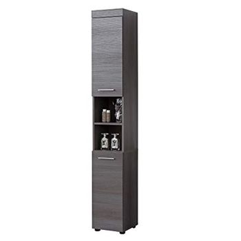 Columna De Baño De Melamina Roble Oscuro 2 Puertas Rune