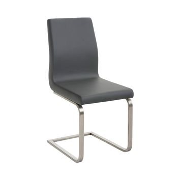 Clp Silla De Comedor Belfort Simil Cuero Gris 50x40x90 Cm