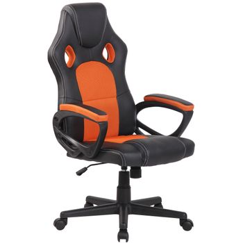 Clp Silla Racing De Oficina Fire Simil Cuero Naranja 66x62x Cm