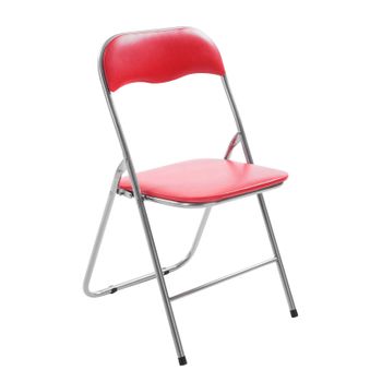 Clp Silla Plegable Felix Simil Cuero Rojo/plateado 45x45x78 Cm