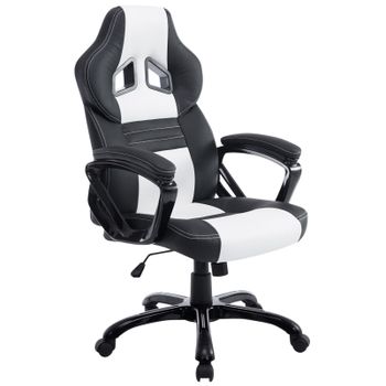 Clp Silla De Oficina Racing Pedro Xl Simil Cuero Negro/blanco 70x65x Cm