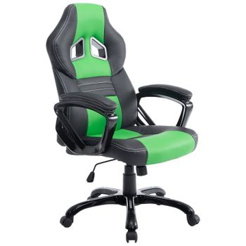 Clp Silla De Oficina Racing Pedro Xl Simil Cuero Negro/verde 70x65x Cm