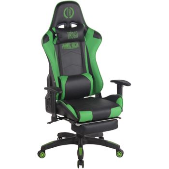 Clp Silla Gaming Turbo Simil Cuero Negro/verde 58x67x Cm