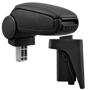 [pro.tec] Reposabrazos Central Para Audi A3 S3 8p - Año De Fabricación 2004-2010 - Apoyabrazos Con Compartimento - Tapizado - Polipiel - Negro Con Costuras De Color Negro