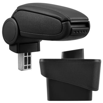 [pro.tec]® Reposabrazos Central Para Audi A1 (8x, A Partir De 2010) - Apoyabrazos Con Compartimento - Tapizado - Polipiel - Negro Con Costuras De Color Negro