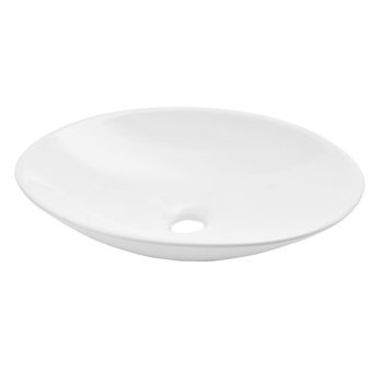 [neu.haus] Lavabo Cerámico Lujoso En Forma Ovalada - (50x35,5cm) Blanco - Lavabo Sobre Encimera