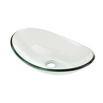 [neu.haus] Lavabo Lujoso En Forma Redonda - (47x30,5cm) - Lavabo Sobre Encimera - Cristal De Seguridad - Transparente