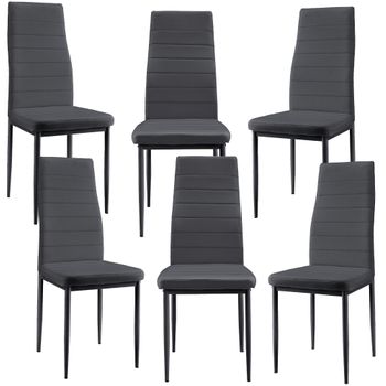 Pack 6 sillas de comedor Yuri Gris Oscuro - Negro 39 x 97 x 42 cm